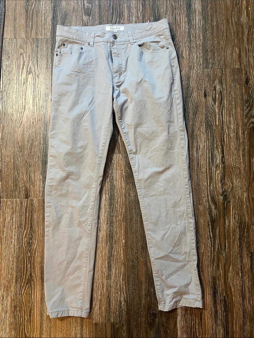 Men’s 5 Pocket Collars & Co Gray Chino Cotton Stretch Pants 32x32